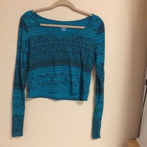 Tribal Long Sleeve Crop Top